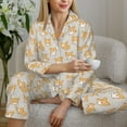 thumbnail image 4 of Goofa Corgi Dog Printed Women’s 2 Piece Pajama Set Super,Pajamas Women's Long Sleeve Sleepwear Soft Button Down Loungewear Pjs Lounge Set Nightwear-Small, 4 of 9