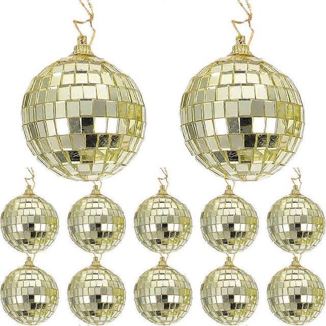 12Pcs Golden Mirror Disco Balls For Christmas And Weddings Decorative Hanging Balls Ideal For Party Gatherings