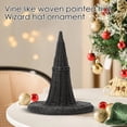 thumbnail image 4 of MInHoues 12.99"" Imitation Rattan Woven Wizard Hat Tabletop Figurine, Black Wicker Pointed Witch Hat Ornament, Rustic Woven Decor for Halloween Christmas Mantel Shelf Holiday Home Party Decoration, 4 of 5