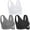 Black+grey+white, variant on 3 Pack Sports Bras for Women Wirefree Padded Workout Yoga Gym Fitness Bra Medium Support