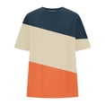 thumbnail image 4 of Timegard Womens Top Summer Drop Shoulder Short Sleeve Casual Crewneck Loose Comfy Color Block Mid Long Top, 4 of 4