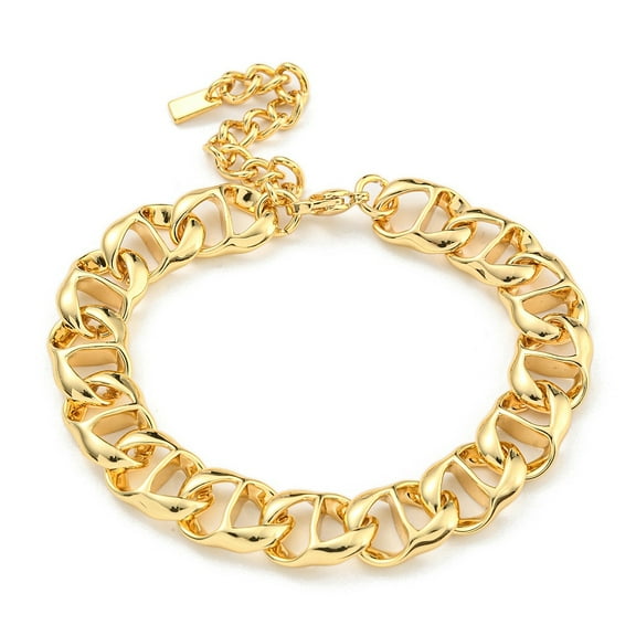 304 Stainless Steel Twisted Chain Bracelets for Women Real 14K golden Plated 7-1/2 inch(19.2cm)