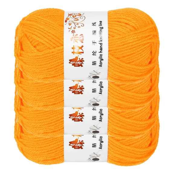 Uxcell 4PCS Crocheting Yarn, Gold Tone 4 Ply Acrylic Yarn 200g Sport Weight Yarns Bulk Soft and Fluffy Yarns for Knitting DIY Crochet Handicraft Blankets Gift,394 Yards Total