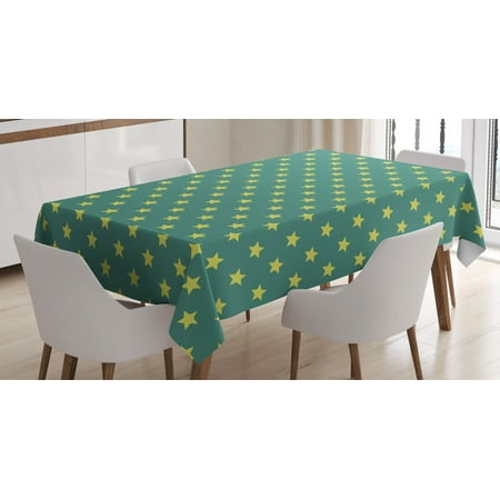 

Stars Tablecloth Vintage Style Geometric Pattern with Star Motifs in Green Shades Rectangular Table Cover for Dining Room Kitchen 60 X 84 Inches Pale Green Pale Jade Green by Ambesonne