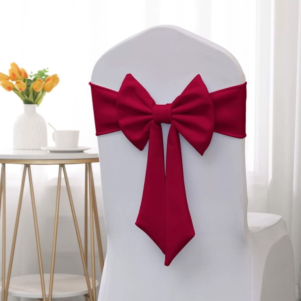 Ties-free Bow Elastic Chair Back Decoration Hotel Banquet Thickened Elastic Chair Back Flower Ties Chair Cover Decoration