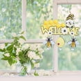 thumbnail image 2 of Bee Wood Hanging Welcome Sign Front Door Decor Yellow Welcome Sign Rustic Outdoor Ornaments with Jute Rope Iron Bell for Farmhouse Porch Garden Decoration Housewarming Gift 8.7 x 8.5inch, 2 of 6