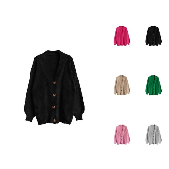 Cardigan Sweaters for Women Open Front Long Sleeve Button Cable Knitted Sweater Jacket Coat Womens Cardigan Sweaters