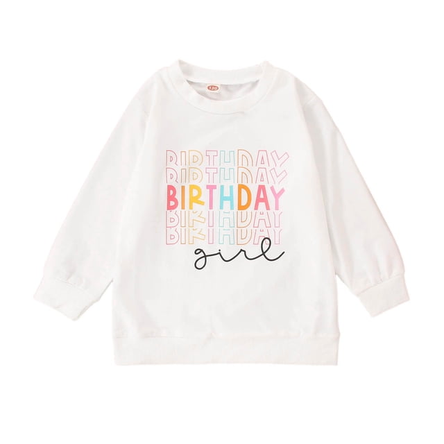 MEZZALL T-Shirt Décontracté Col Rond Imprimé Lettres pour Garçons et Filles, Manches Longues, Blanc, 3-4 Ans
