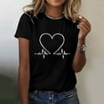thumbnail image 2 of Pxiakgy Women Cute Heart Graphic Crewneck Short Sleeve Regular Fit Casual Tee T-Shirts Tshirt Tops Love Printed Shirt Short Sleeve Round Neck T Shirt Top Lightweight Soft Clothing Clothes Black Xl, 2 of 4
