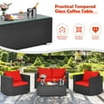 thumbnail image 6 of Costway 4PCS Patio Rattan Furniture Set Cushioned Sofa Chair Coffee Table Garden Red, 6 of 9