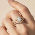 thumbnail image 4 of Jewelerix Oval Cut Moissanite Halo Engagement Ring Set in 14K White Gold Vermeil with Pavé & Baguette Accents, Bridal Ring Set, 4 of 6