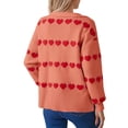 thumbnail image 3 of QSAWXQZ Women's Valentine's Sweater Knitting V Neck Heart Print Striped Pullover Top Rose Gold XL, 3 of 6