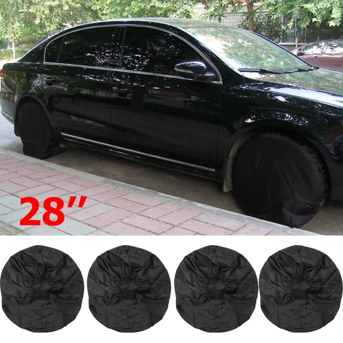 Set of 4 RV Wheel Tire Covers Auto Truck Car Trailer 28'' Diameter Tyre