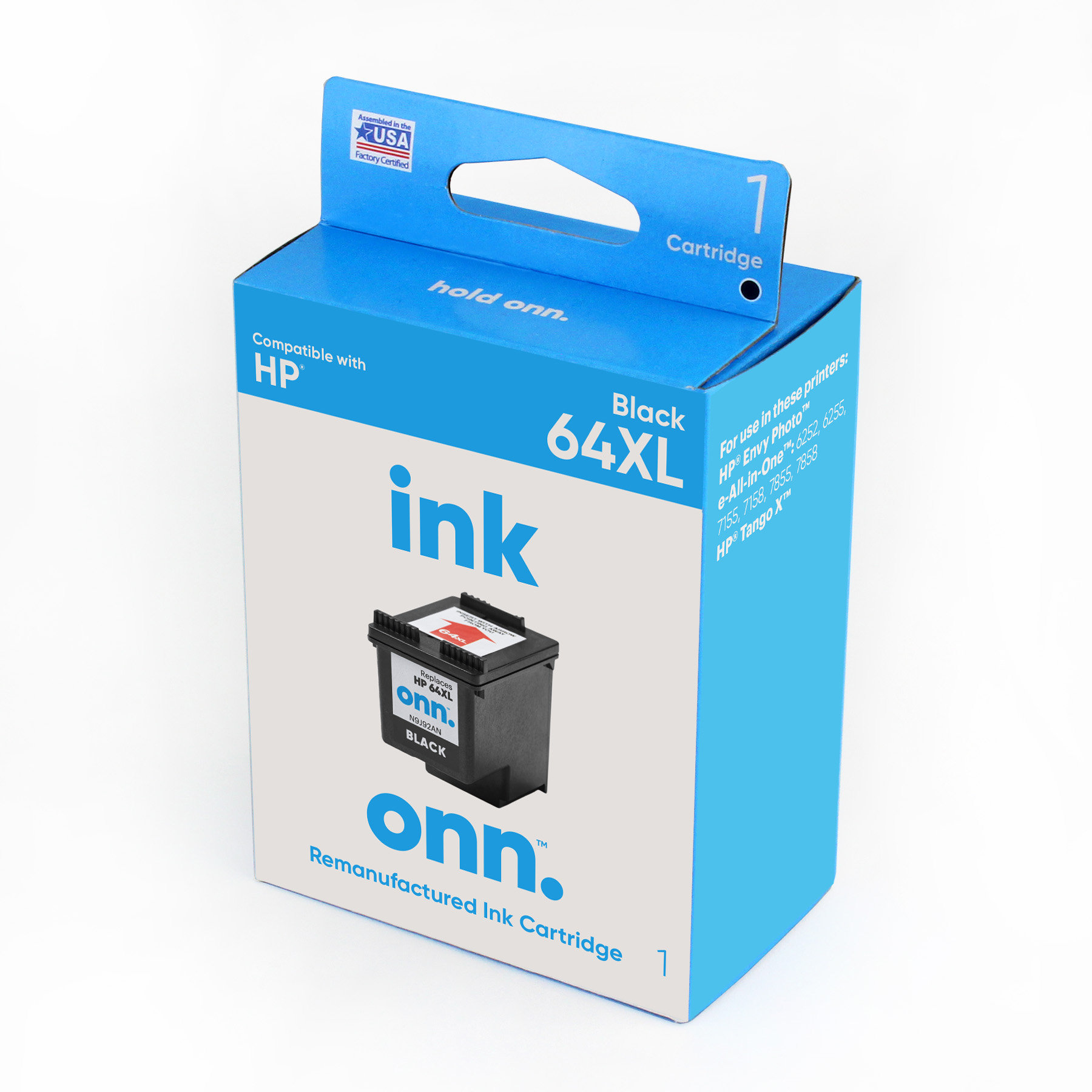 onn. Remanufactured Ink Cartridge, HP 64XL, Black