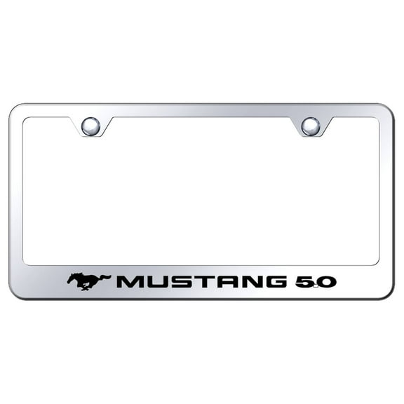 Ford Mustang 5.0 Laser Etched Logo Stainless Steel License Plate Frame (Chrome)