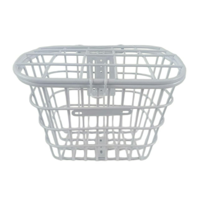 jinwen Bike Basket Quick Release Water Resistant Wire Basket Front Handlebar Detachable White