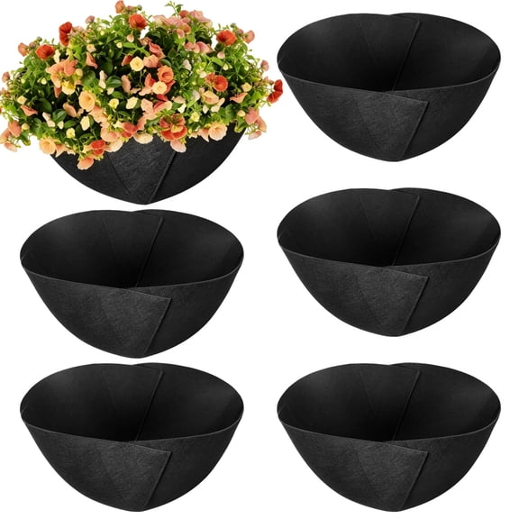 6 Pcs Felt Hanging Basket Liner, 16 in Round Planter Liners, 400g Non-Woven Fabric Flower Pots, Stitching-Reinforced, Anti-Bird Nesting, Suitable for Indoor & Outdoor Plants