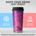 thumbnail image 2 of 18oz Travel Coffee Mug, 316 Stainless Steel Vacuum Insulated Tumbler with 2-in-1 Straw Lid & Strap, Liquid & Marble Print, 2 of 6