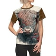 thumbnail image 1 of Highland Cow with Flowers Brown Women's AOP Cut & Sew Tee Size: XS-2XL, 1 of 6