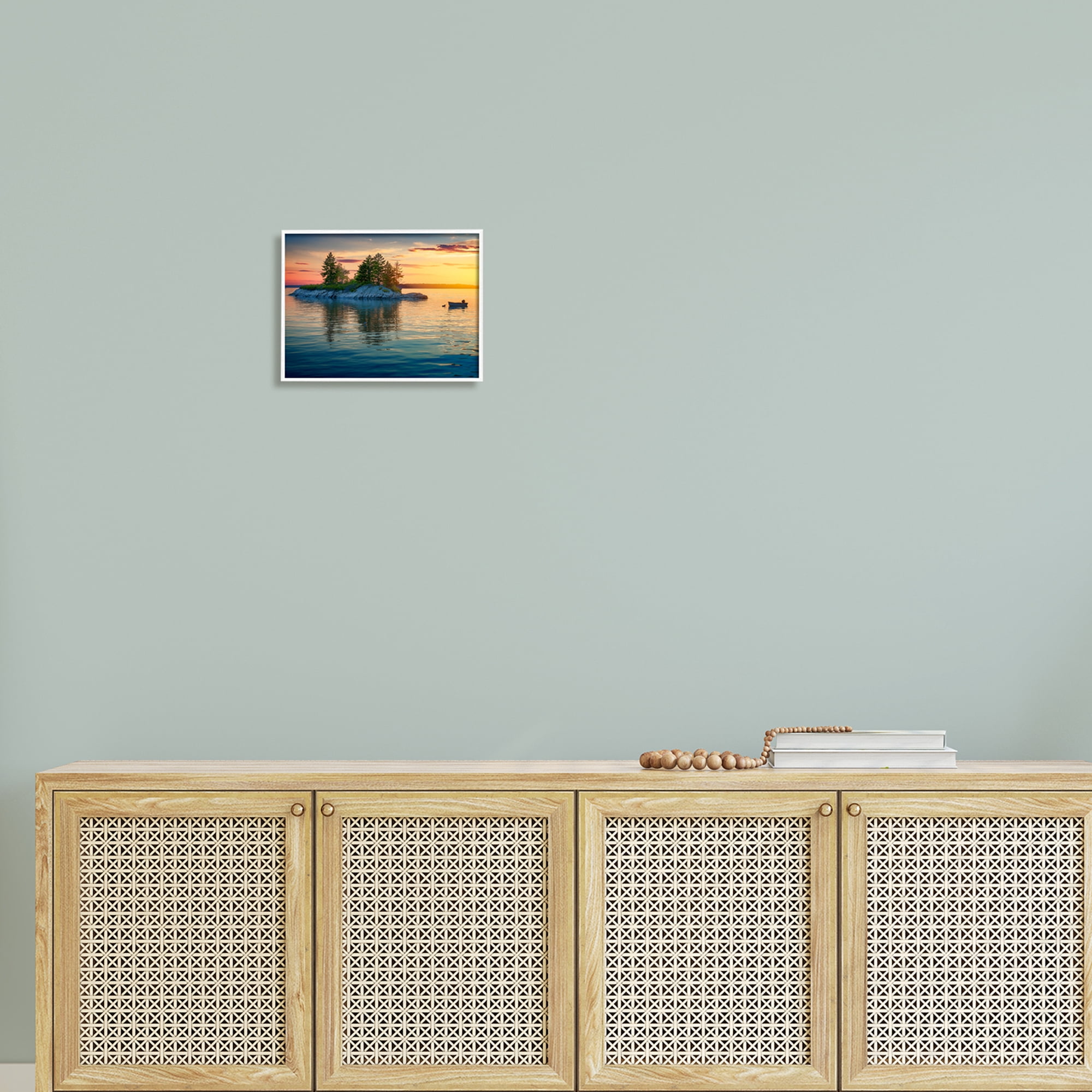 Stupell Sunset Island Horizon Photography Landscape Photography White Framed Art Print Wall Art