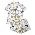 thumbnail image 4 of Weebloom Cute Halloween Pajama Sets for Women Pumpkin Short Sleeve Button Up Tops and Shorts Summer Fall 2 Piece Set Soft Pjs Sleepwear,Size S-2Xl, 4 of 4