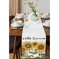 thumbnail image 4 of Table Runner Dresser Scarves 36 Inch Long,Hello Summer Blossom Sunflower Linen Dining Table Runners Watercolor Floral Leaves on White Tabletop Scarf for Wedding Holiday Party Kitchen, 4 of 9