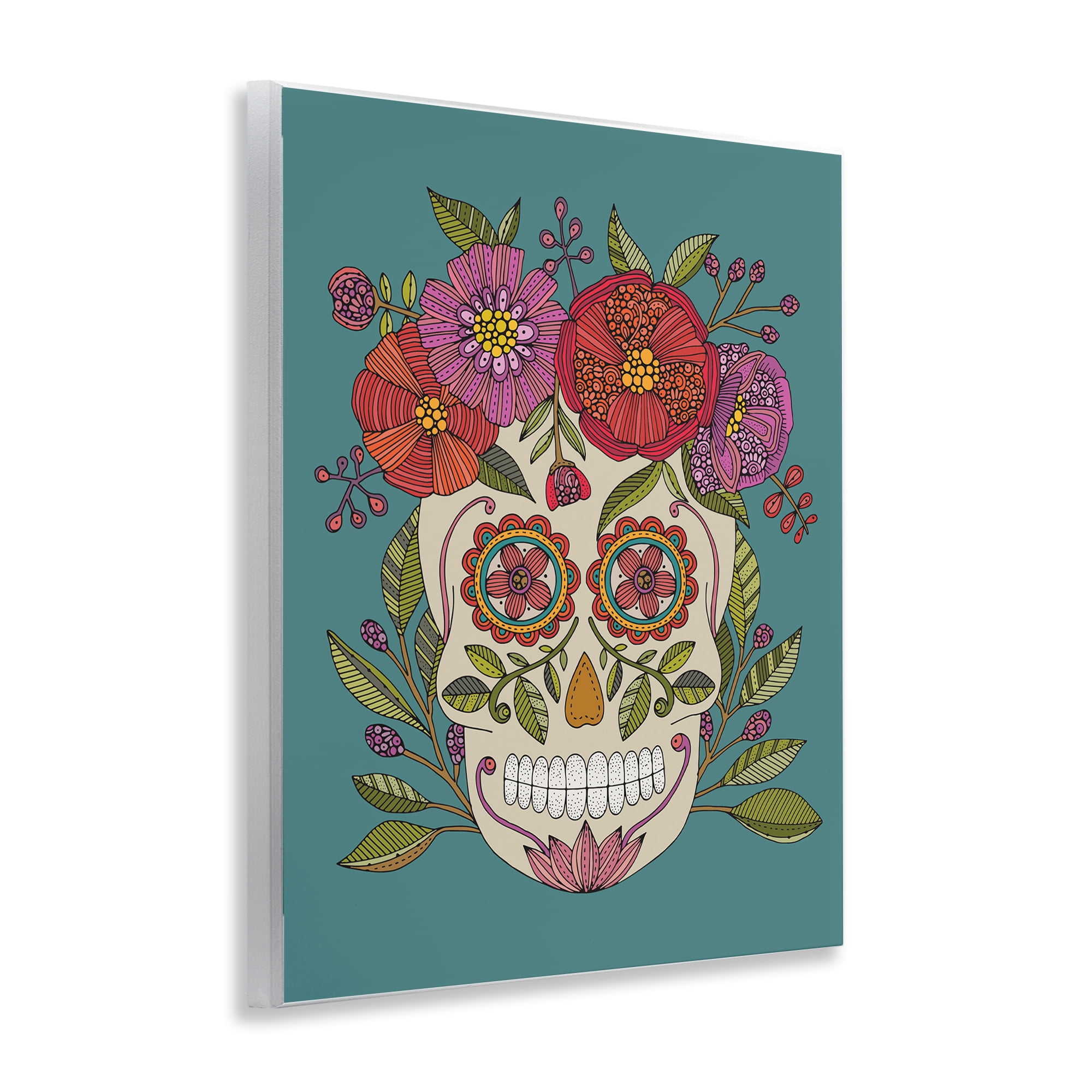 Stupell Industries Floral Sugar Skull Holiday Painting Unframed Art Print Wall Art, 11 x 14