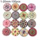 thumbnail image 3 of 100 Pcs Bohemian Style Retro Pattern Round Shape Wooden Buttons Clothing Decor, 3 of 5
