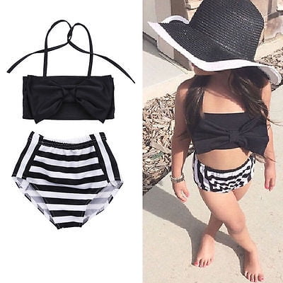 

Puloru 2Pcs Little Girl s Swimwear Bownot Bathing Suit Triangle Crotch Short
