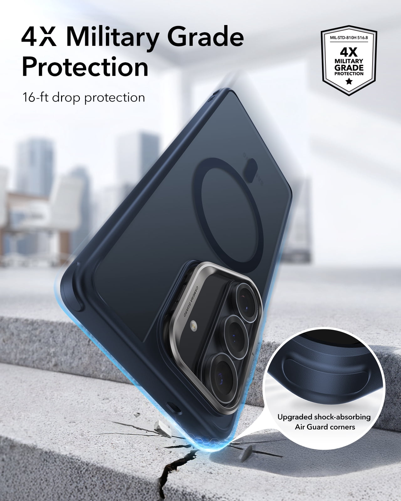 ESR Magnetic Case for Galaxy 2026 Plus Phone Case with Stash Stand, Compatible with MagSafe, Military-Grade Protection, Scratch-Resistant Back Cover, Frosted Blue