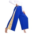 thumbnail image 6 of Kaerm Women Liturgical Worship Dance Outfit Top Metallic Split Lace-Up Sides Tunic with Loose Pants Set Blue XL, 6 of 6