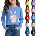 thumbnail image 6 of LIaqionyy Kids Happy Easter Shirt Cute Bunny Rabbit Print Graphic T-Shirt Long Sleeve Casual Loose Festival Tops, 6 of 6