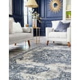thumbnail image 2 of 9' x 12' Blue and Gray Distressed Medallion Rectangular Area Throw Rug, 2 of 2