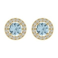 thumbnail image 3 of 14K Solid Gold Screw Back Stud Earrings for Women | 1.24 cttw Round Cut Natural Swiss Blue Topaz | Yellow Gold, 3 of 5