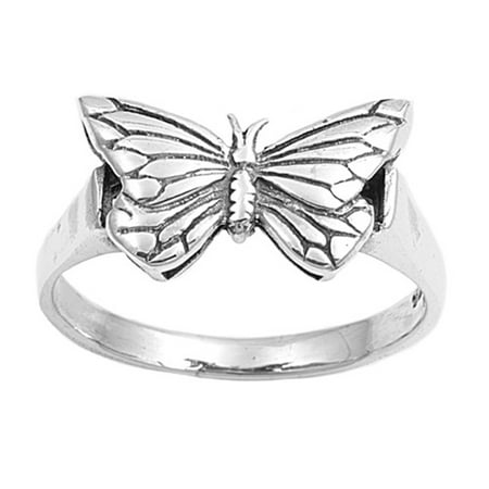 - Antiqued Butterfly Filigree Animal Ring ( Sizes 4 5 6 7 8 9 10 ) New .925 Sterling Silver Band Rings by Sac Silver (Size 4)