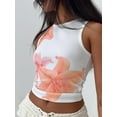 thumbnail image 5 of Yunliwuli Women's Graphic Tank Tops Slim Flower Print Round Neck Sleeveless Crop Shirt for Summer, 5 of 10