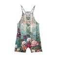 thumbnail image 4 of Cethrio Girls Overalls, Floral Print Loose Sleeveless Fashion Summer Jumpsuit Multicolor Size 11 T, 4 of 5