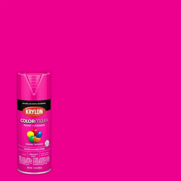 Krylon COLORmaxx Gloss Spray Paint & Primer, Mambo Pink, 12 oz