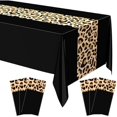 thumbnail image 1 of wonima02 Leopard Print Tablecloth 54 x 108'' Leopard Plastic Table Cover Disposable Safari Animal Cheetah Print Party Decorations for Baby Shower Wedding Birthday Party Favors(Black,6 Pcs), 1 of 1