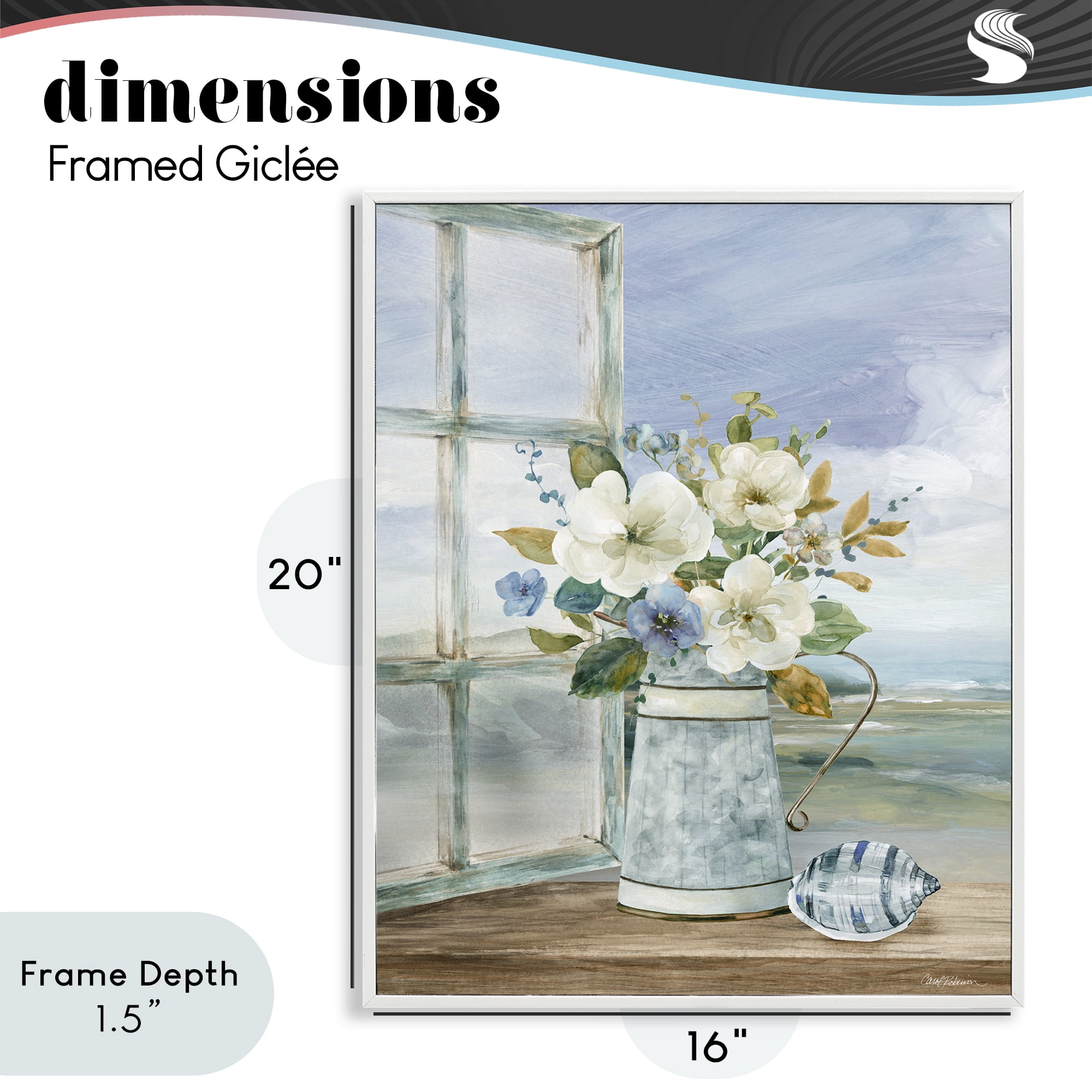Stupell Industries Seaside Floral Bouquet Window White Framed Giclee Art, design by Carol Robinson
