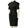 thumbnail image 4 of GRACEART Women Clergy Dress Pastor Priest Clerical Peplum Dress with Tab Collar Black, 4 of 7