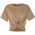thumbnail image 4 of XIAOCHA Women's Twist Front Crop Tees Short Sleeve Crew Neck Pullover Top Casual Summer Tops, 4 of 5