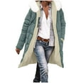 thumbnail image 3 of Dazajoo Long Womens Winter Coat Fleece Lined Sherpa Quilted Puffer Jackets with Hood Zip Up Thicken Warm Coats,Mint Green,S, 3 of 10