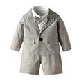 thumbnail image 2 of Baby Boy Outfits Toddler Boys Long Sleeve Plaid Jacket and Suspenders Pants Set Boys' Clothing Sets Grey 18-24 Months, 2 of 8