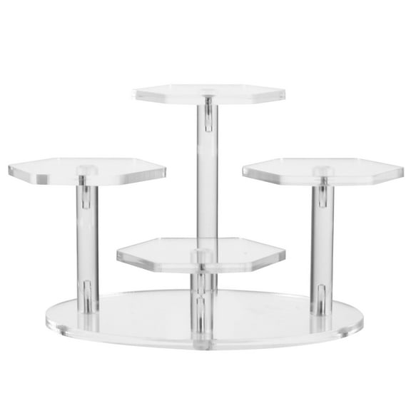 Pixnor 1Pc Clear Figurine Models Display Rack Acrylic Jewelry Riser Type Rack (4 Tier)