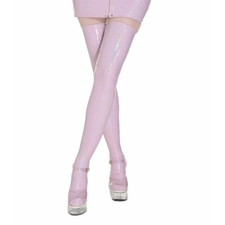 Womens Sexy Lingerie Shiny Patent Leather Thigh Leather Socks Adult Socks Purple Xl