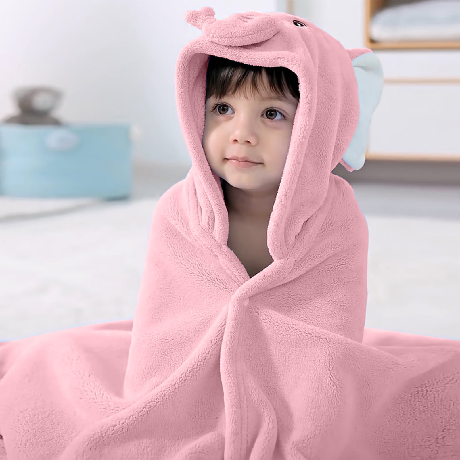 Deals of The Day TopLLC Throw Blankets Facecloth Fleece Hooded Soft Children s Hooded Cape Baby Coral Velvet Children s Bath Towel Elephants Hooded