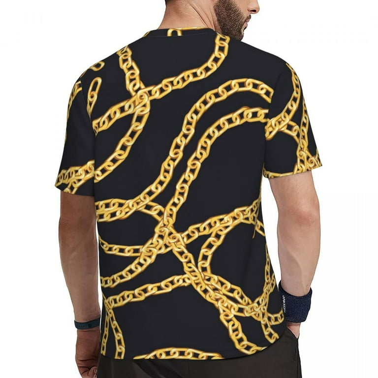 T Shirt For Men Golden Chain Gym Summer Links Print