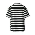 thumbnail image 2 of KLL Black And White Stripes Print Men's Shirt Short Sleeve Button Down Summer Cuba Beach Shirts- X-Large, 2 of 7