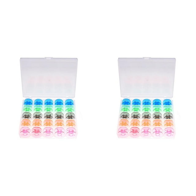 bedienty 25Pcs/Set Empty Bobbins Set Sewing Box Plastic Bobbin Case Stitch Machine Spools Sewing Supplies For Sewing Tools Accessories 2Set